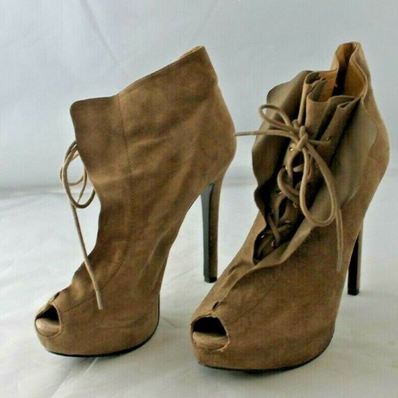 Nine West Peep Toe Ankle Boots 7 1/2 - Picture 2 of 8